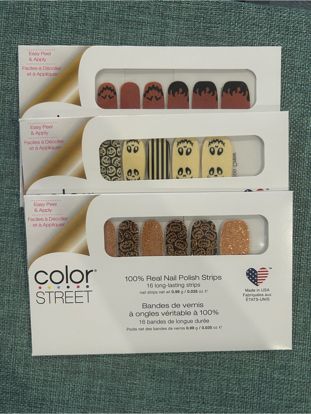 Color Street Halloween Nail Polish Strips Lot 3 NEW Hey Pumpkin Boo Crew Jack